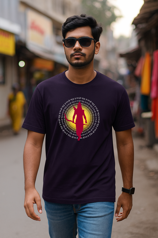 Jai Shree Ram round neck cotton T-Shirt — Sanatani Hindu Spiritual Tee for Men & Women - SanatanSoul